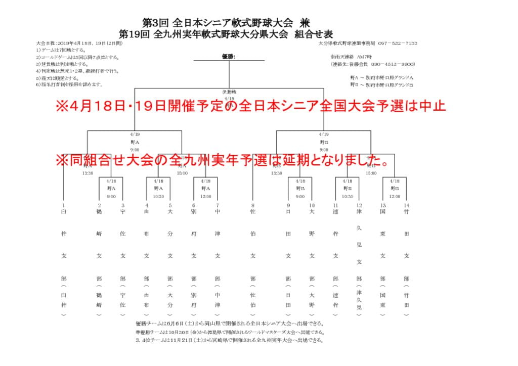 Ｒ２実年大分県大会組合せ表延期のサムネイル